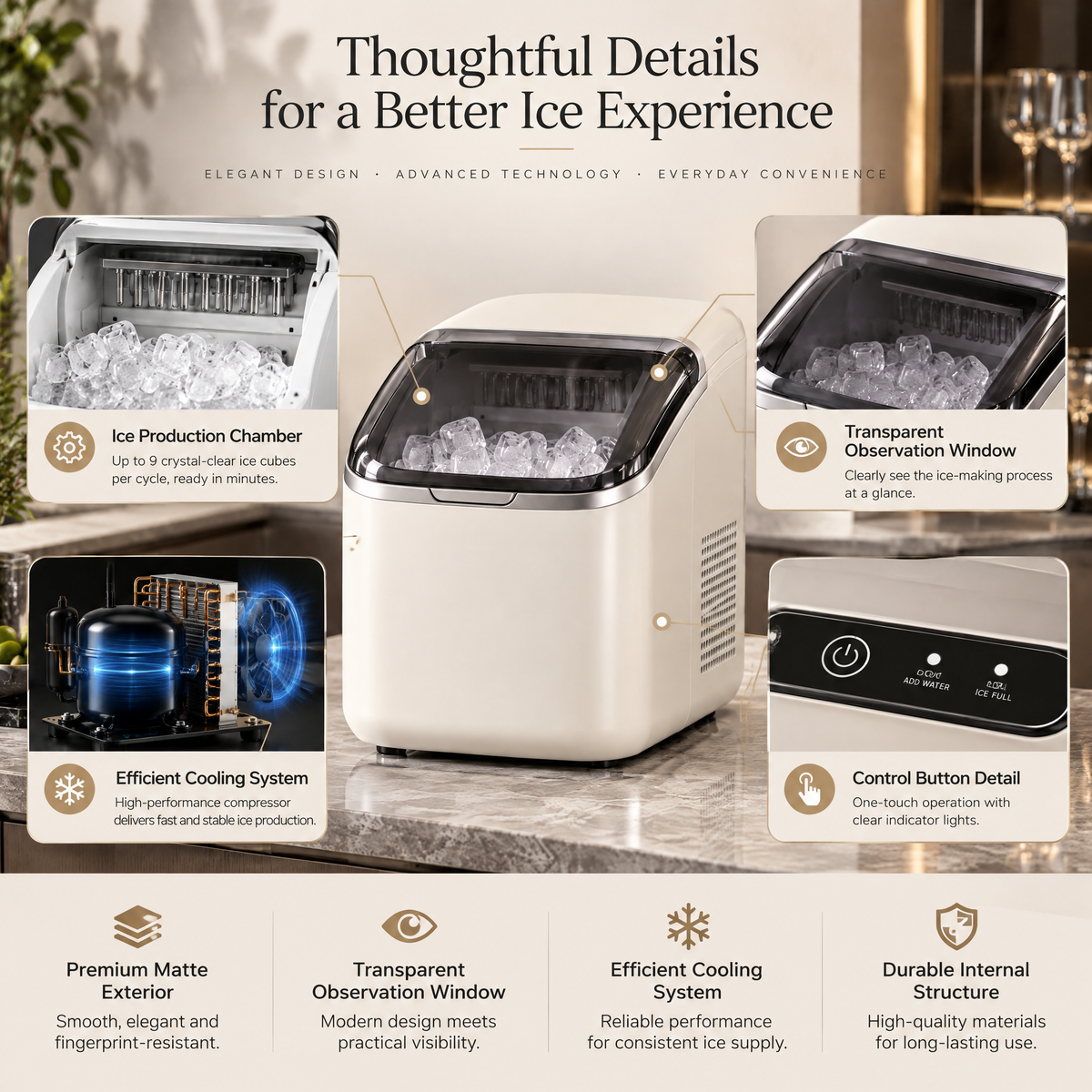 Norvessan™ Countertop Ice Maker